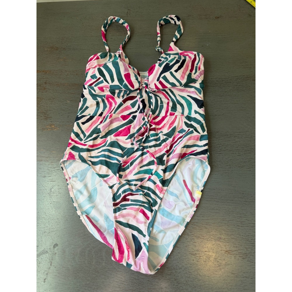 Summersalt The Marina One Piece Swimsuit Pink Teal Zebra Print Size 8